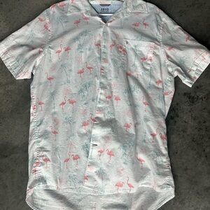 IZOD Men's White Flamingo Print Shirt